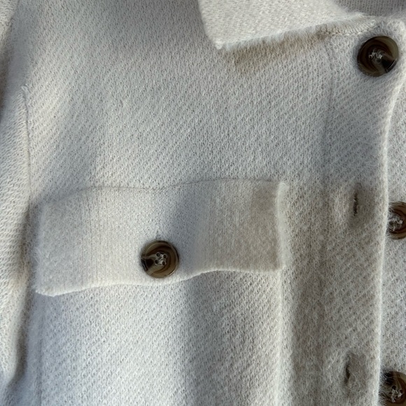 William Rast Cream Button-Front Knit Shacket - Picture 3 of 3